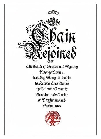 Title 'The Chain Rejoined' with decorative text and a red emblem on a white background