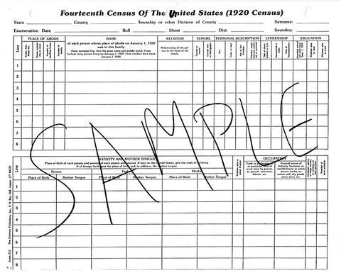 Fourteenth Census of the United States (1920 Census)