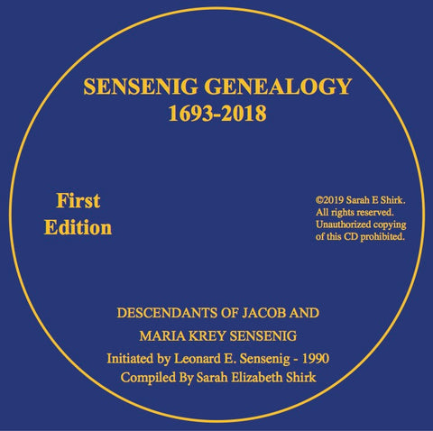 Sensenig Genealogy (1693-2018) CD