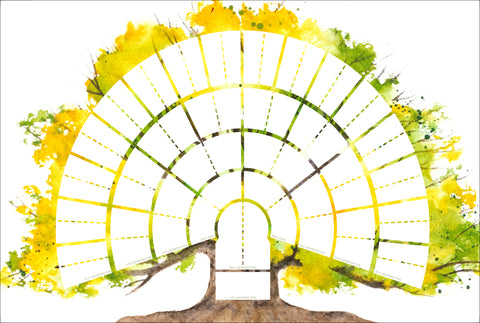 Six-Generation Watercolor Tree Genealogy Fan-Chart